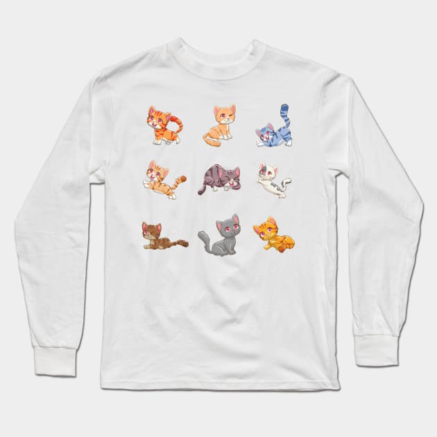 Cute Cats With Red Nose Long Sleeve T-Shirt by Medhidji